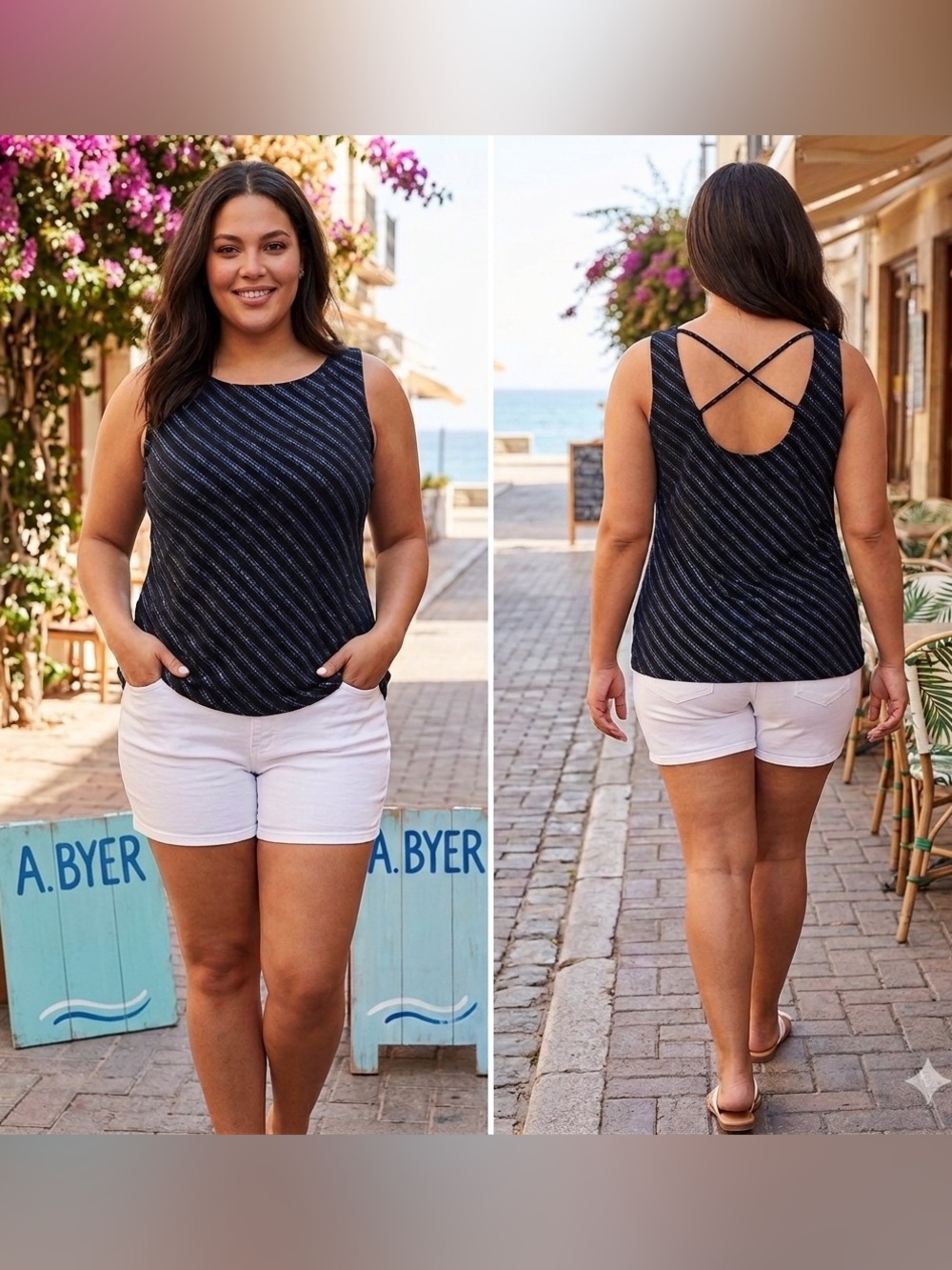 A.Byer Sequin Low Scoop Back Criss Cross Straps Tank Top Small